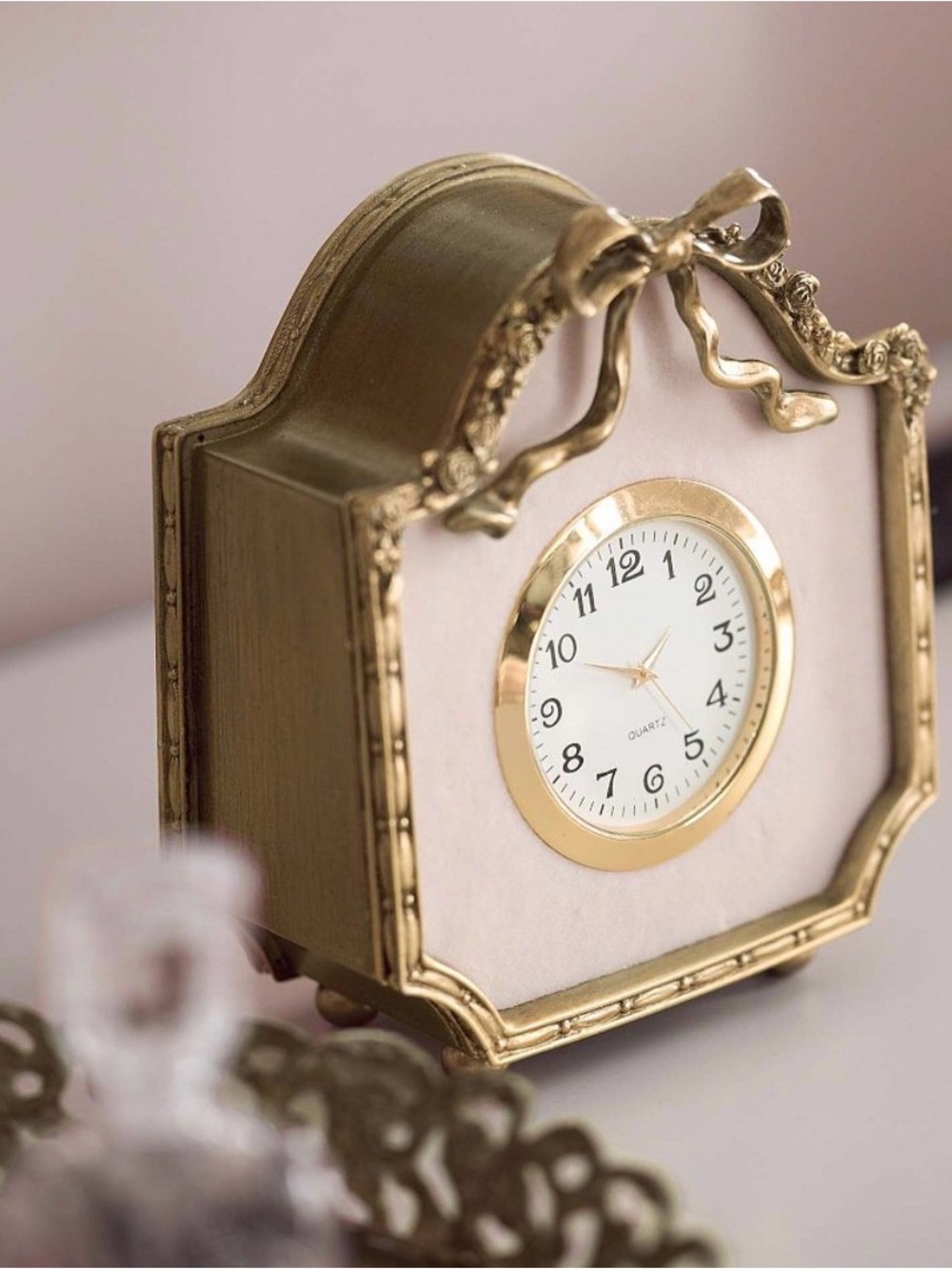 Love shack fancy pottery barn gold ribbon clock